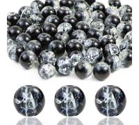 OMYZERO 100Pcs 10mm Glass Beads, Crackle Glass Beads for Jewelry Making