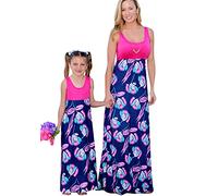 OMZIN Mother Daughter Long Sleeve Party Maxi Dress Beach Dress Family Clothing Women Dress Girls Dress A-Line Dress Maxi Dress Rose Dandelion 6-7 Years
