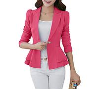 OMZIN Womens Blazers Casual Long Sleeve Open Front Lapel Buttons Work Office Jackets Cardigan Blazer Rose M