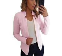 OMZIN Womens Casual Blazer Open Front Blazers Long Sleeve Work Office Jacket Blazer Light Rose M