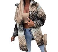 OMZIN Women's Multicolor Button Up Pocket Shirts Jackets Autumn Loose Lapel Long Sleeve Coat Khaki M