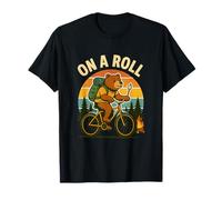 On A Roll Funny Bear Biking Camping Design T-Shirt