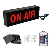 ON AIR Illuminated Sign, LED Wall Hanging Neon Lights Box, Battery or USB Powered With Remote Control, Hooks, Many Lighting Modes, for Recording Studio, Home Office, Podcast Live, Desk Decor