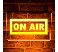 On Air LED Neon Light Up Sign - Hanging Wall Display for Music Recording Studio, Streaming Room, Podcast Setup or YouTube Space | USB Powered (Yellow)