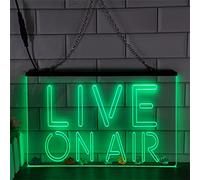 On Air Live Neon Sign Recording Studio Neon Light Video Room Led Neon Sign Live On Air Light Up Sign Wall Decor Live On Air Led Signs with Dimmable Switch,Green,11.8"x7.9"