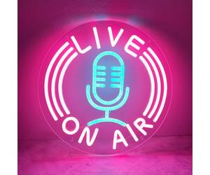 On Air Neon Sign LED Live Neon Light for Studio Decoration Twitch, Tiktok, Youtube Streamers/Gamers - Live Streaming/Recording Light, Music Studio Home Bedroom Game Room Decor