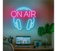 On Air with Headphone Neon Light Sign for Twitch,Tiktok,YouTube Streamers/Gamers Lover, On Air LED Recording Sign with Hanging Chain and Dimmable Switch for Studio,Wall,Bedroom,Game Room Decor