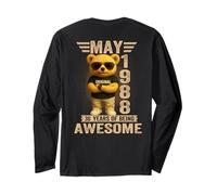 (ON Back) 38 Year May 1988 Teddy Bear 38th Birthday Women Long Sleeve T-Shirt