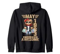 (ON BACK) 43 Year May 1983 Teddy Bear 43rd Birthday Women Zip Hoodie