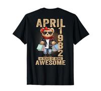 (ON Back) 44 Year April 1982 Teddy Bear 44th Birthday Women T-Shirt