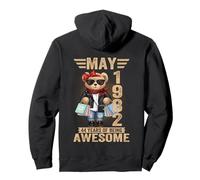 (ON BACK) 44 Year May 1982 Teddy Bear 44th Birthday Women Pullover Hoodie