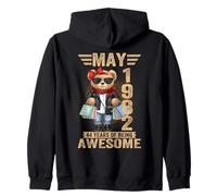 (ON BACK) 44 Year May 1982 Teddy Bear 44th Birthday Women Zip Hoodie