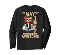 (ON Back) 49 Year May 1977 Teddy Bear 49th Birthday Women Long Sleeve T-Shirt
