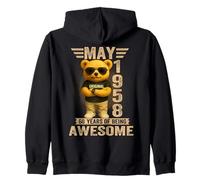 (ON BACK) 68 Year May 1958 Teddy Bear 68th Birthday Women Zip Hoodie