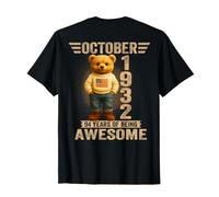 (ON Back) 94 Year Old October 1932 Teddy Bear 94th Birthday T-Shirt