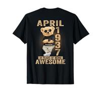 (ON Back) April 1937 89th Birthday 89 Years Teddy Bear T-Shirt