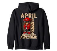 (ON BACK) April 84th Birthday Women 1942 Awesome Teddy Bear Zip Hoodie