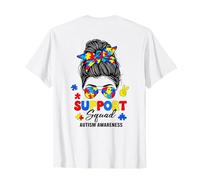 (ON Back) Autism Awareness Groovy Support Squad Messy Autism T-Shirt