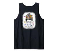 (ON Back) Autism Awareness Groovy Support Squad Messy Autism Tank Top