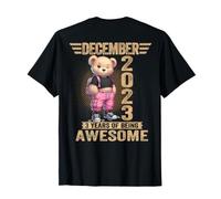 (ON Back) December 2023 3rd Birthday 3 Year Teddy Bear T-Shirt