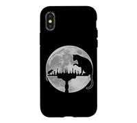 (On Back) Funny Chess Lover Player Cat Vs Mouse Moonlight Case for iPhone X/XS