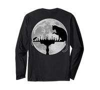(On Back) Funny Chess Lover Player Cat Vs Mouse Moonlight Long Sleeve T-Shirt