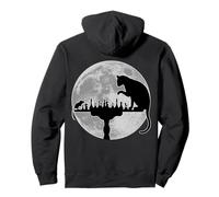 (On Back) Funny Chess Lover Player Cat Vs Mouse Moonlight Pullover Hoodie