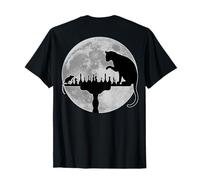 (On Back) Funny Chess Lover Player Cat Vs Mouse Moonlight T-Shirt