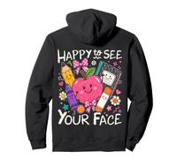 (On Back) Happy to See Your Face Back To School Teacher Kids Pullover Hoodie