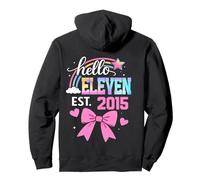 ON BACK- Hello eleven 2015 11th Birthday Girl Coquette Bow Pullover Hoodie