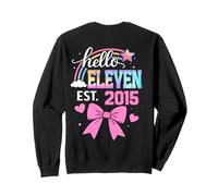 ON BACK- Hello eleven 2015 11th Birthday Girl Coquette Bow Sweatshirt