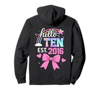 ON BACK- Hello ten 2016 10th Birthday Girl Coquette Bow Pullover Hoodie
