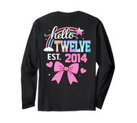 ON Back- Hello Twelve 2014 12th Birthday Girl Coquette Bow Long Sleeve T-Shirt