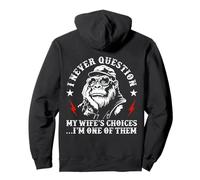 (ON BACK) I Never Question My Wife's Choices Monkey Retro Pullover Hoodie