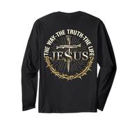 [On Back] Jesus The Way The Truth The Life God Christian Men Long Sleeve T-Shirt