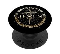 [On Back] Jesus The Way The Truth The Life God Christian Men PopSockets Adhesive PopGrip