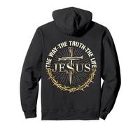 [On Back] Jesus The Way The Truth The Life God Christian Men Pullover Hoodie