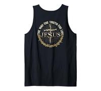 [On Back] Jesus The Way The Truth The Life God Christian Men Tank Top