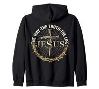 [On Back] Jesus The Way The Truth The Life God Christian Men Zip Hoodie