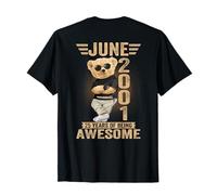 (ON Back) June 25th Birthday Men Women 2001 Teddy Bear T-Shirt
