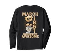 (ON Back) March 1951 75th Birthday 75 Years Teddy Bear Long Sleeve T-Shirt