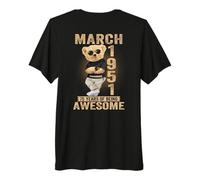 (ON Back) March 1951 75th Birthday 75 Years Teddy Bear Premium T-Shirt