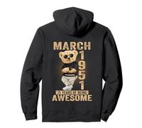 (ON BACK) March 1951 75th Birthday 75 years Teddy Bear Pullover Hoodie