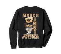 (ON BACK) March 1951 75th Birthday 75 years Teddy Bear Sweatshirt