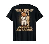 (ON Back) March 1963 63rd Birthday 63 Year Teddy Bear T-Shirt