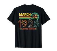 ON Back- March Birthday 1928 Limited Edition Vintage 98th T-Shirt