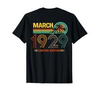 ON Back- March Birthday 1929 Limited Edition Vintage 97th T-Shirt