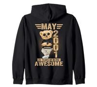 (ON BACK) May 25th Birthday Men Women 2001 Teddy Bear Zip Hoodie