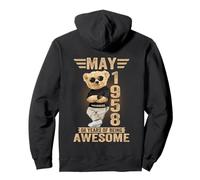 (ON BACK) May 68th Birthday Men Women 1958 Teddy Bear Pullover Hoodie
