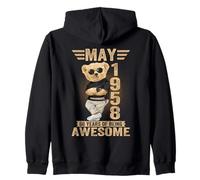 (ON BACK) May 68th Birthday Men Women 1958 Teddy Bear Zip Hoodie
